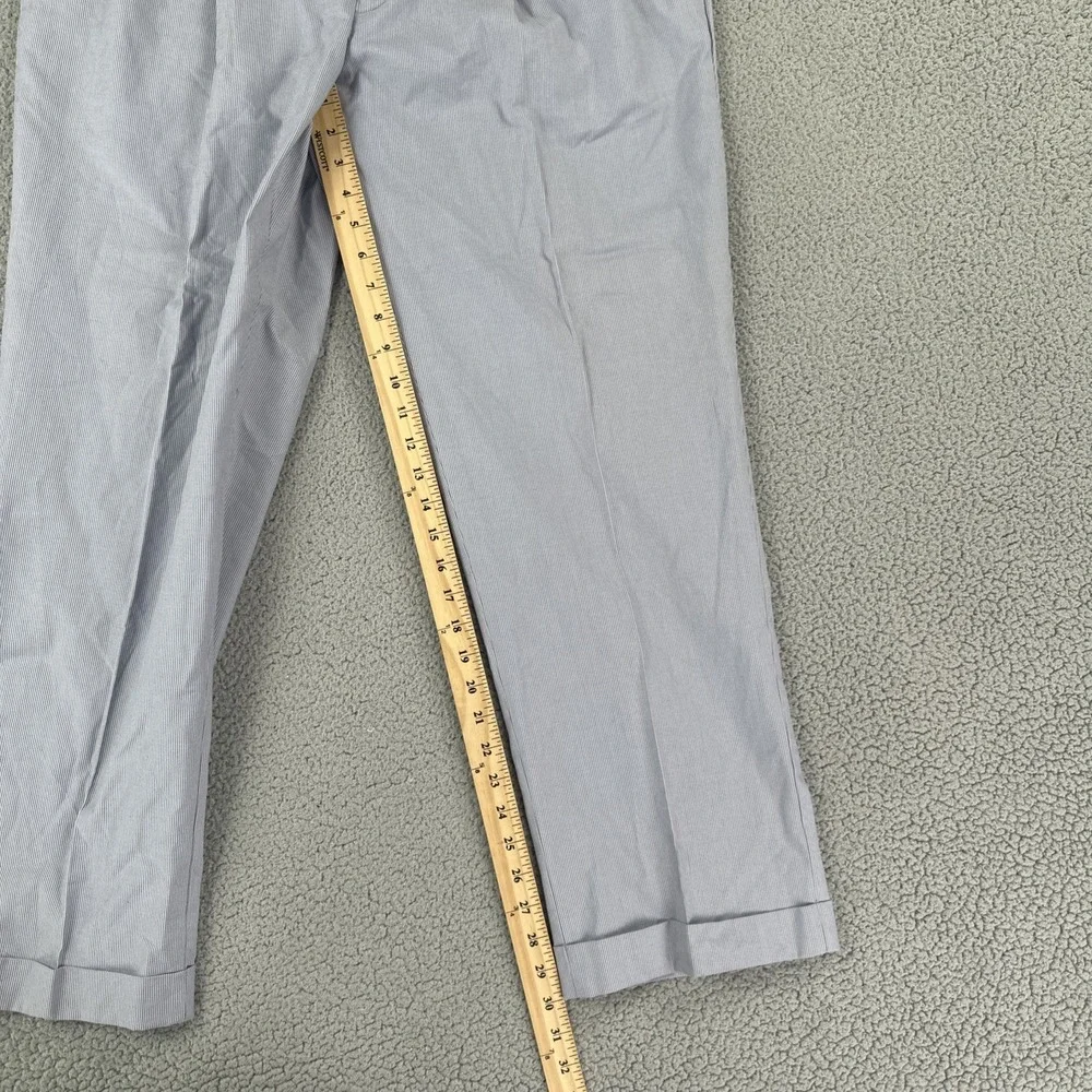 NWT Chaps Dress‎ Pants Men 38x30 Blue White 100% Cotton Pinstripe Double Pleated